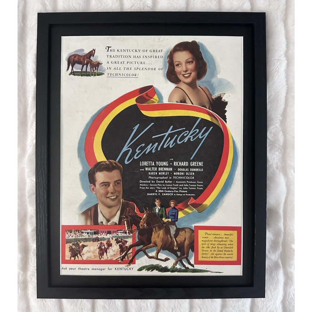 Framed Kentucky Vintage 1938 Movie Ad Magazine Print Loretta Young